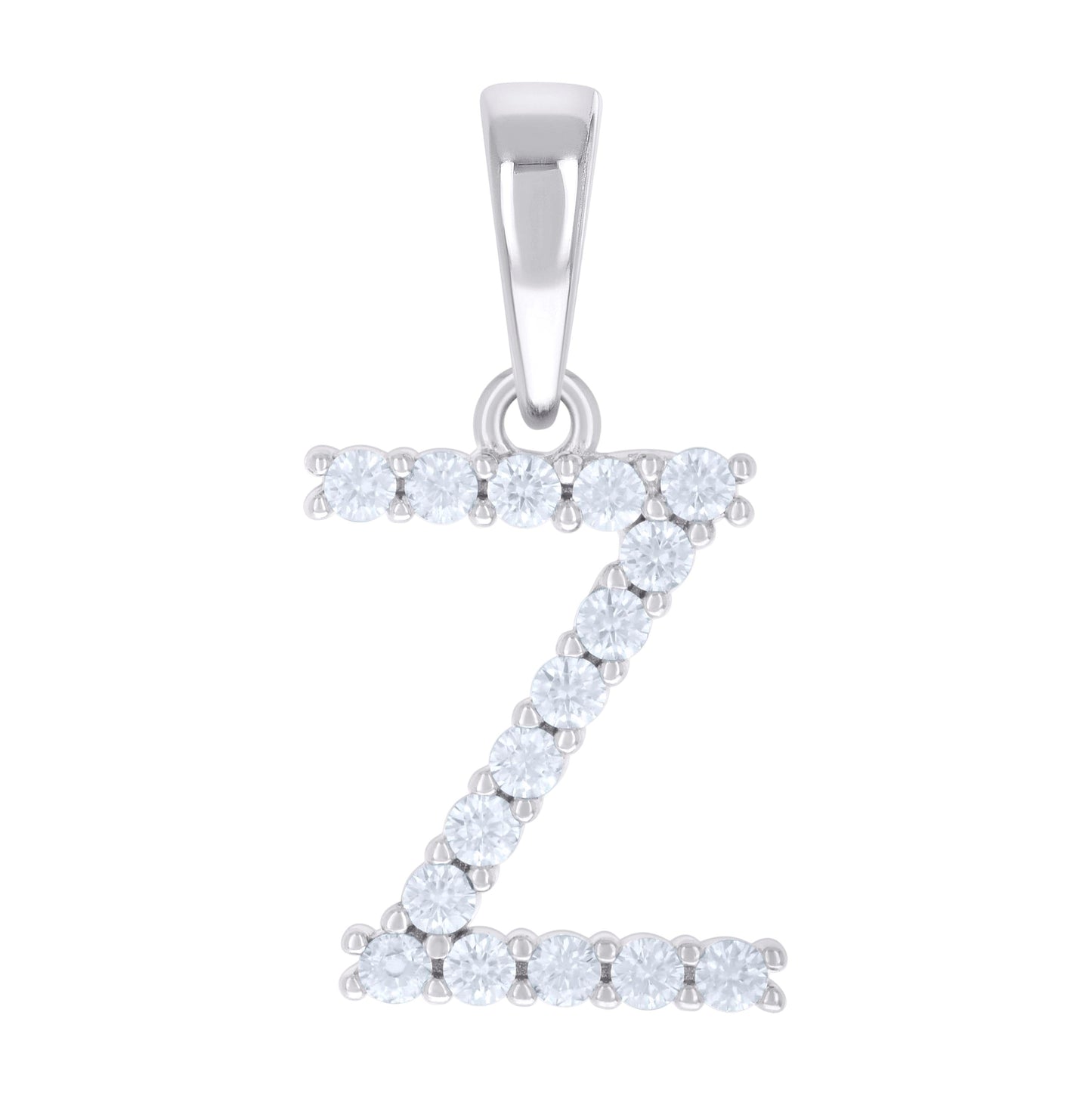 Sterling Silver Unisex Moissanite Initial Alphabet Charm Pendant