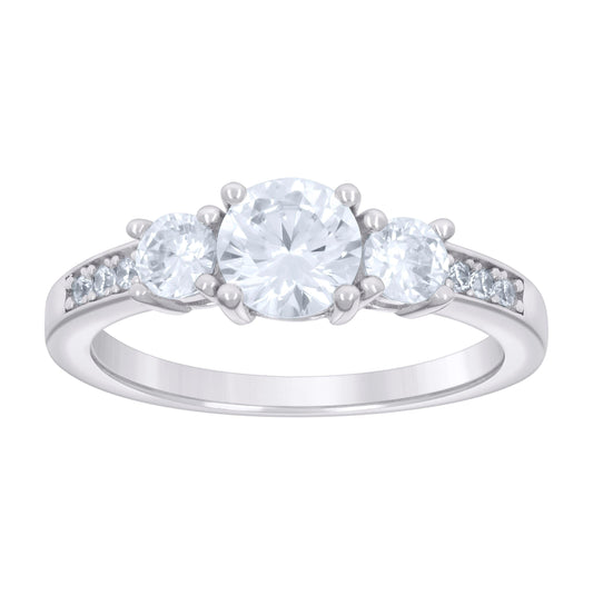 Sterling Silver Womens Cubic-Zirconia Bridal Anniversary Engagement Wedding Ring Sizes 5 - 9