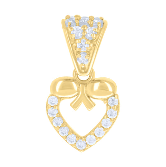 14K Yellow Gold Womens Cubic-Zirconia Heart Charm Pendant