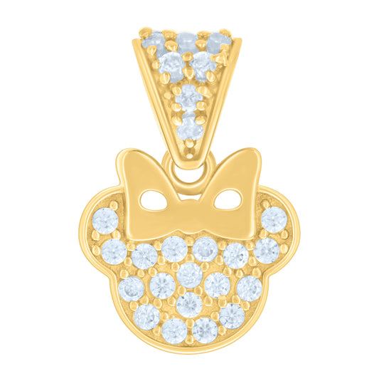 14K Yellow Gold Womens Cubic-Zirconia Mickey Fashion Charm Pendant