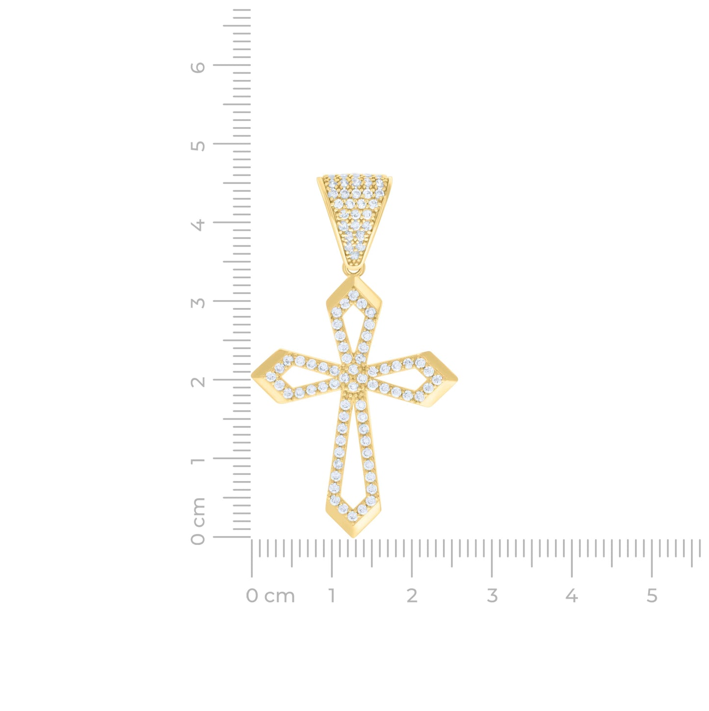 14K Yellow Gold Mens Cubic-Zirconia Cross Religious Charm Pendant