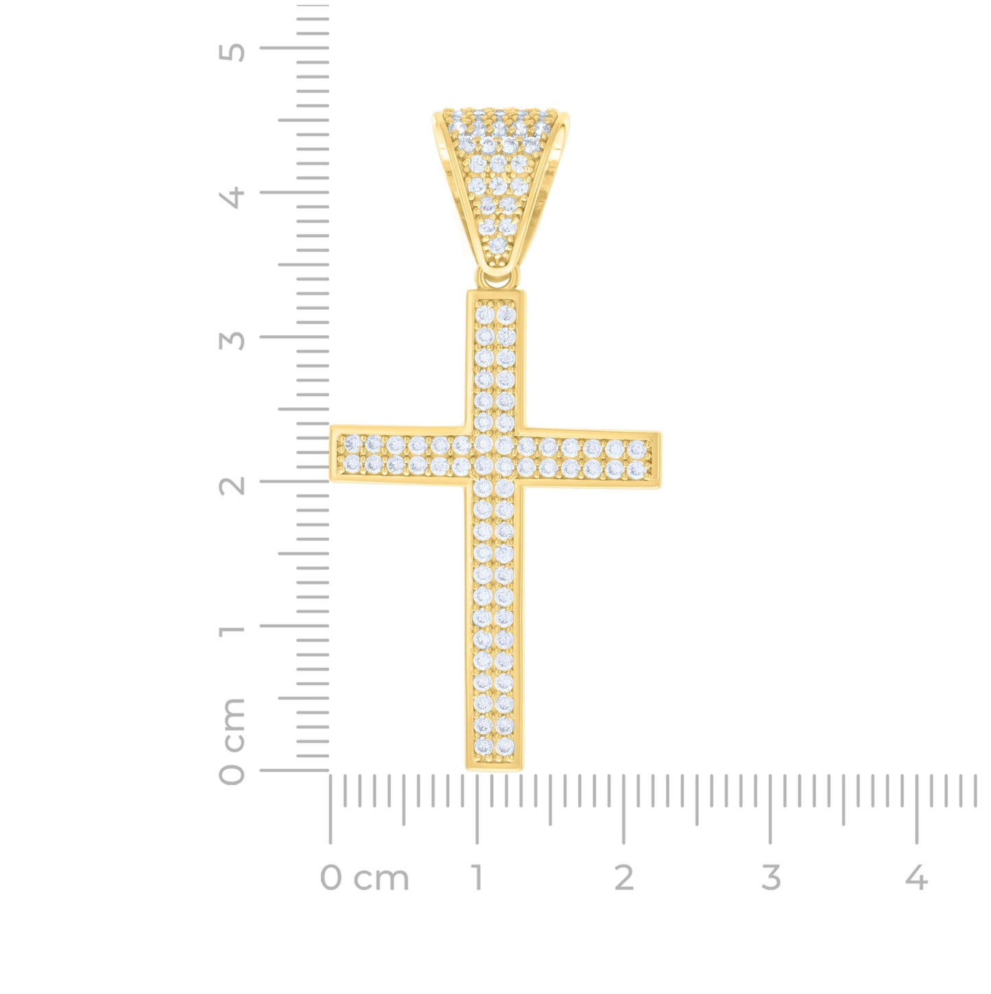 14K Yellow Gold Mens Cubic-Zirconia Cross Religious Charm Pendant