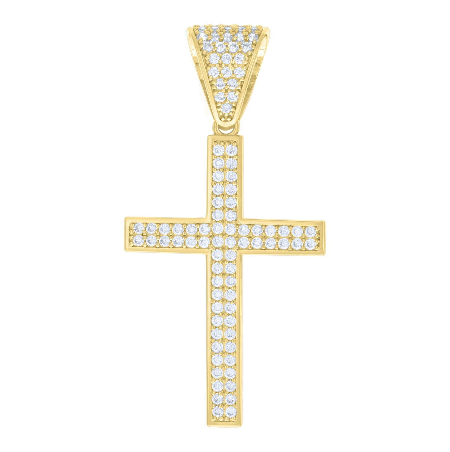 14K Yellow Gold Mens Cubic-Zirconia Cross Religious Charm Pendant