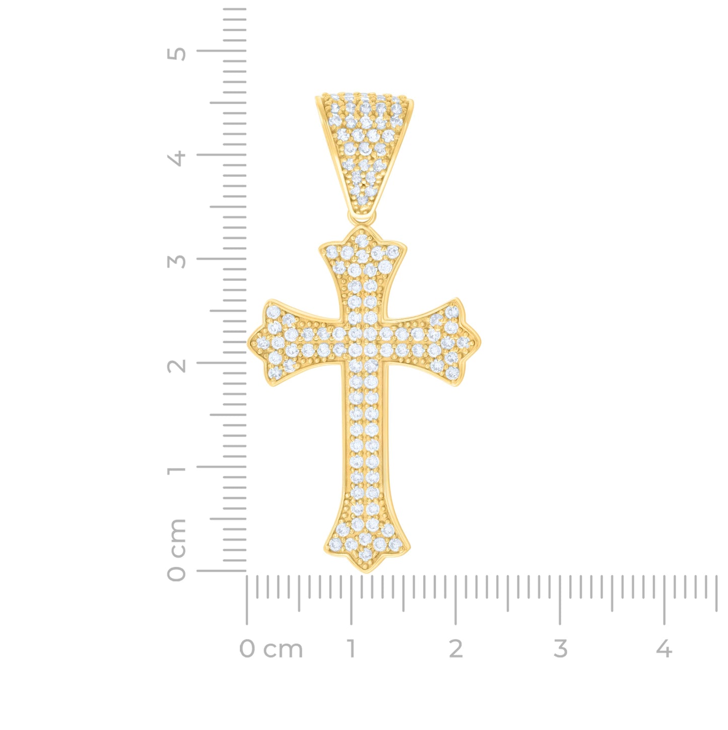 14K Yellow Gold Mens Cubic-Zirconia Cross Religious Charm Pendant