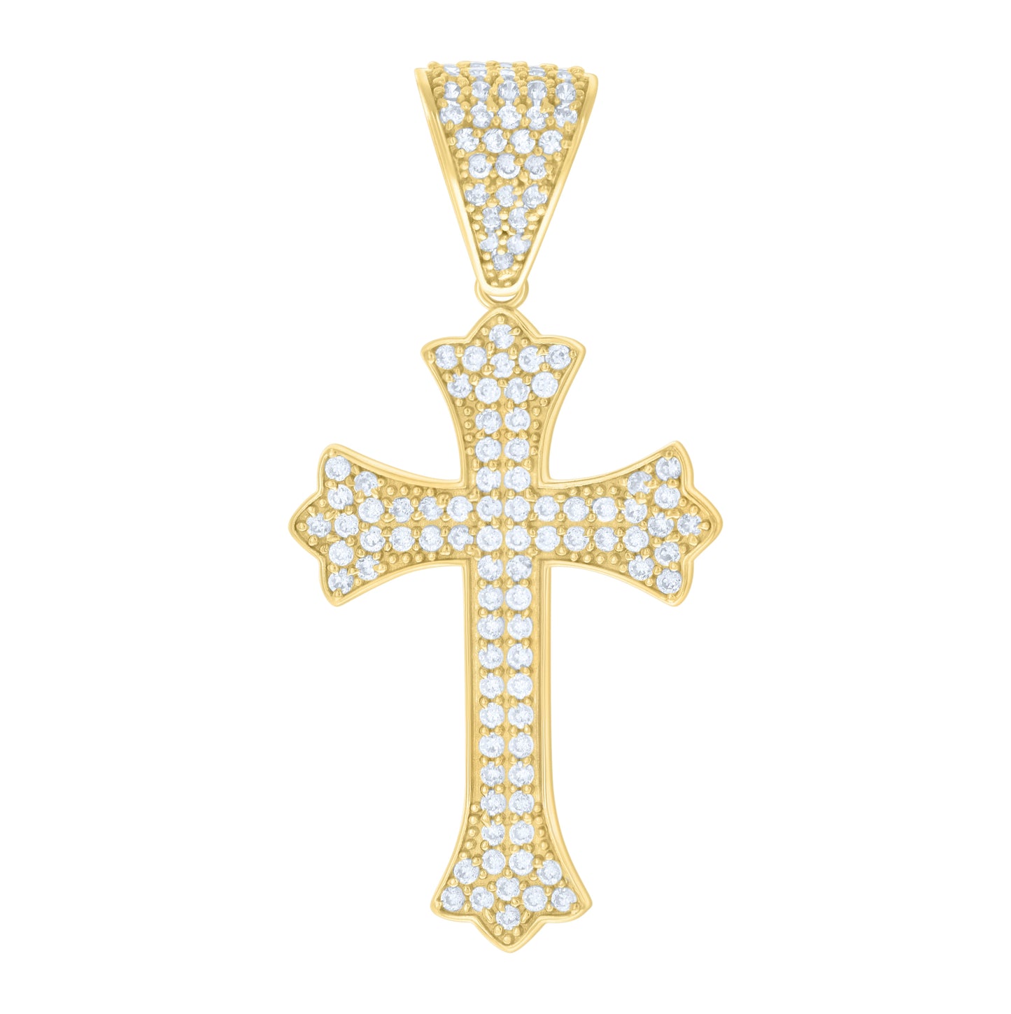 14K Yellow Gold Mens Cubic-Zirconia Cross Religious Charm Pendant