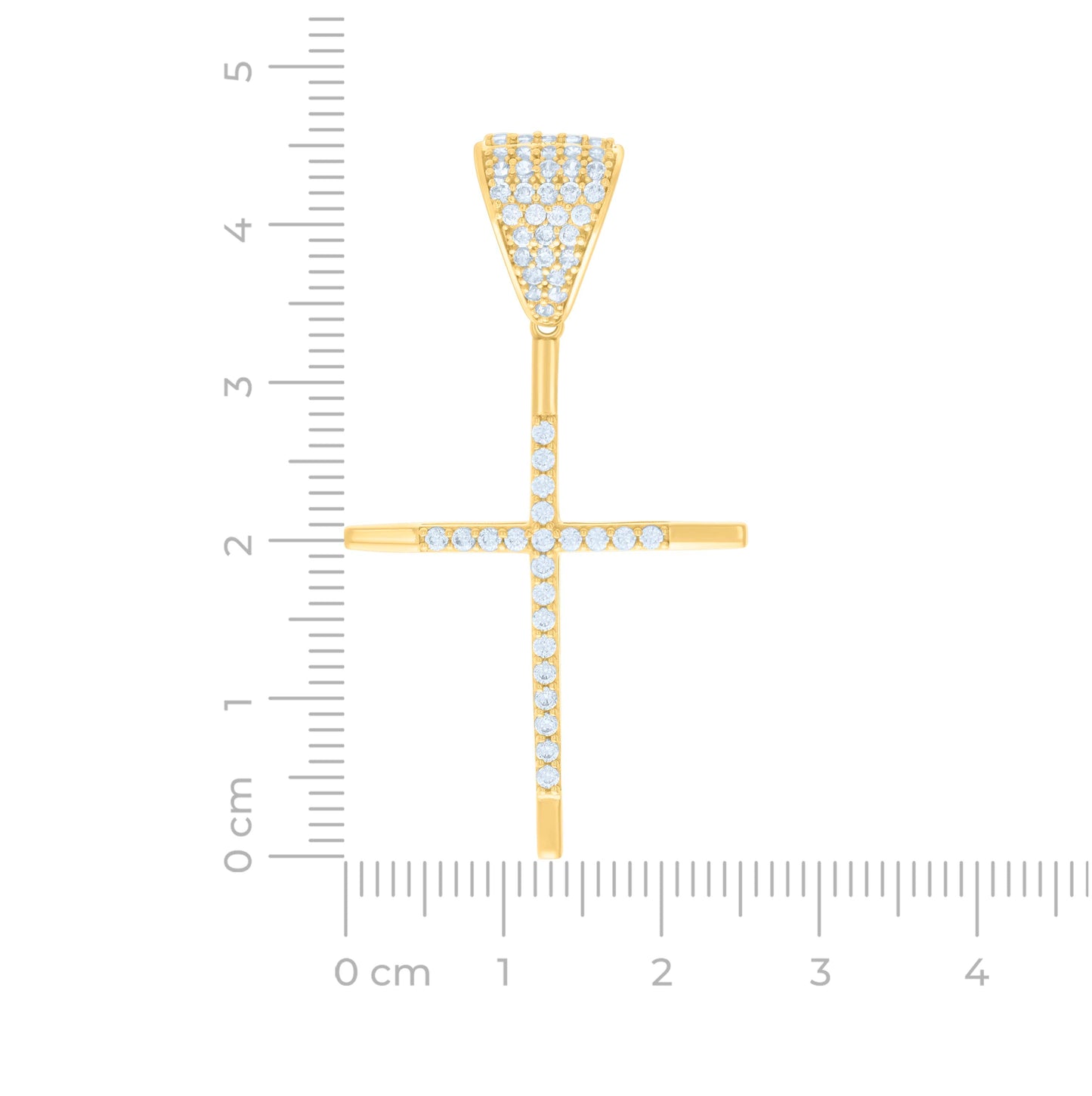 14K Yellow Gold Mens Cubic-Zirconia Cross Religious Charm Pendant