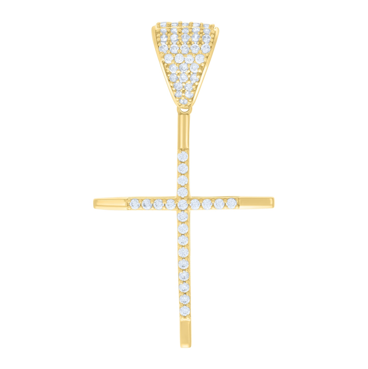 14K Yellow Gold Mens Cubic-Zirconia Cross Religious Charm Pendant