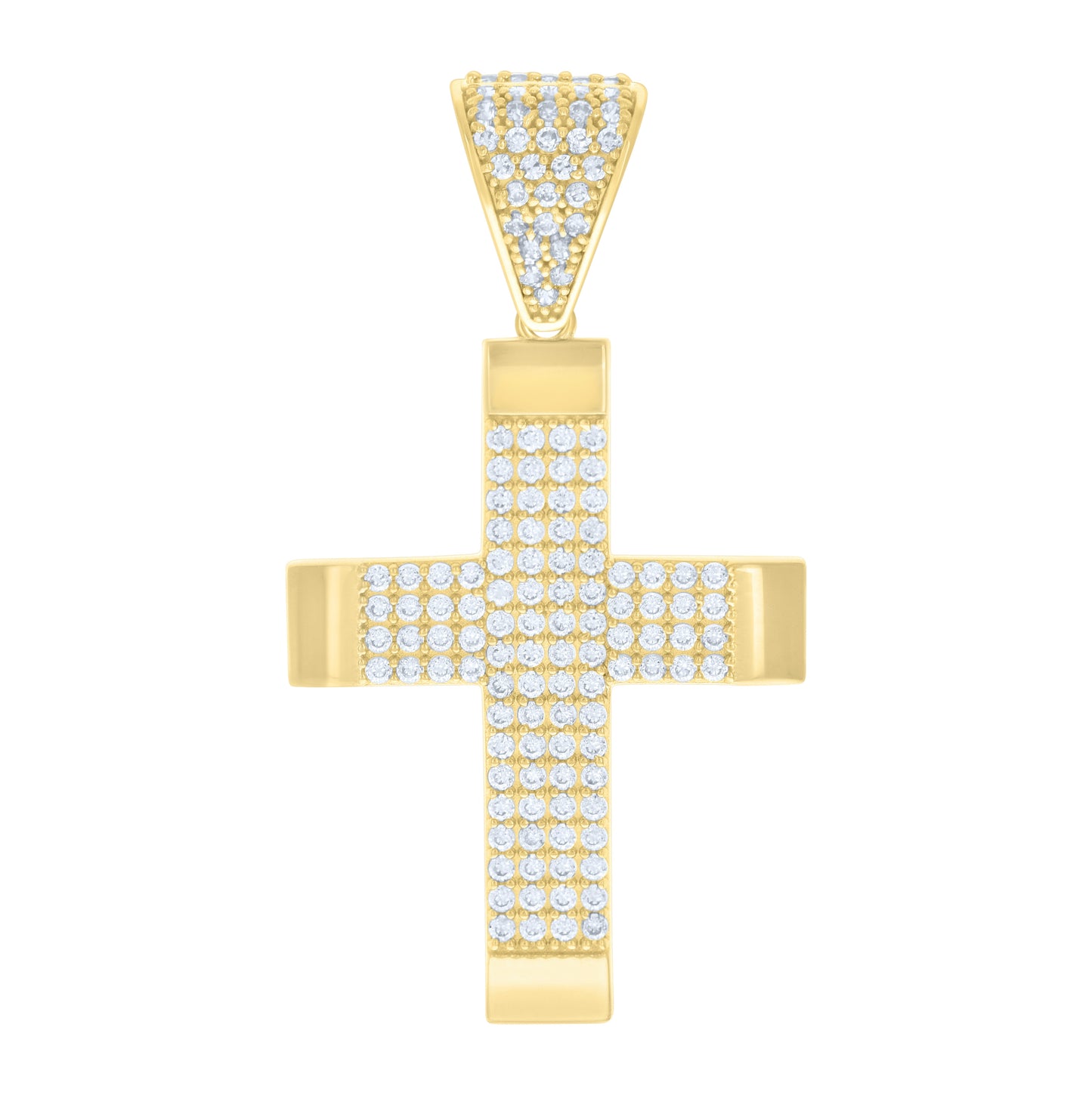 14K Yellow Gold Mens Cubic-Zirconia Cross Religious Charm Pendant