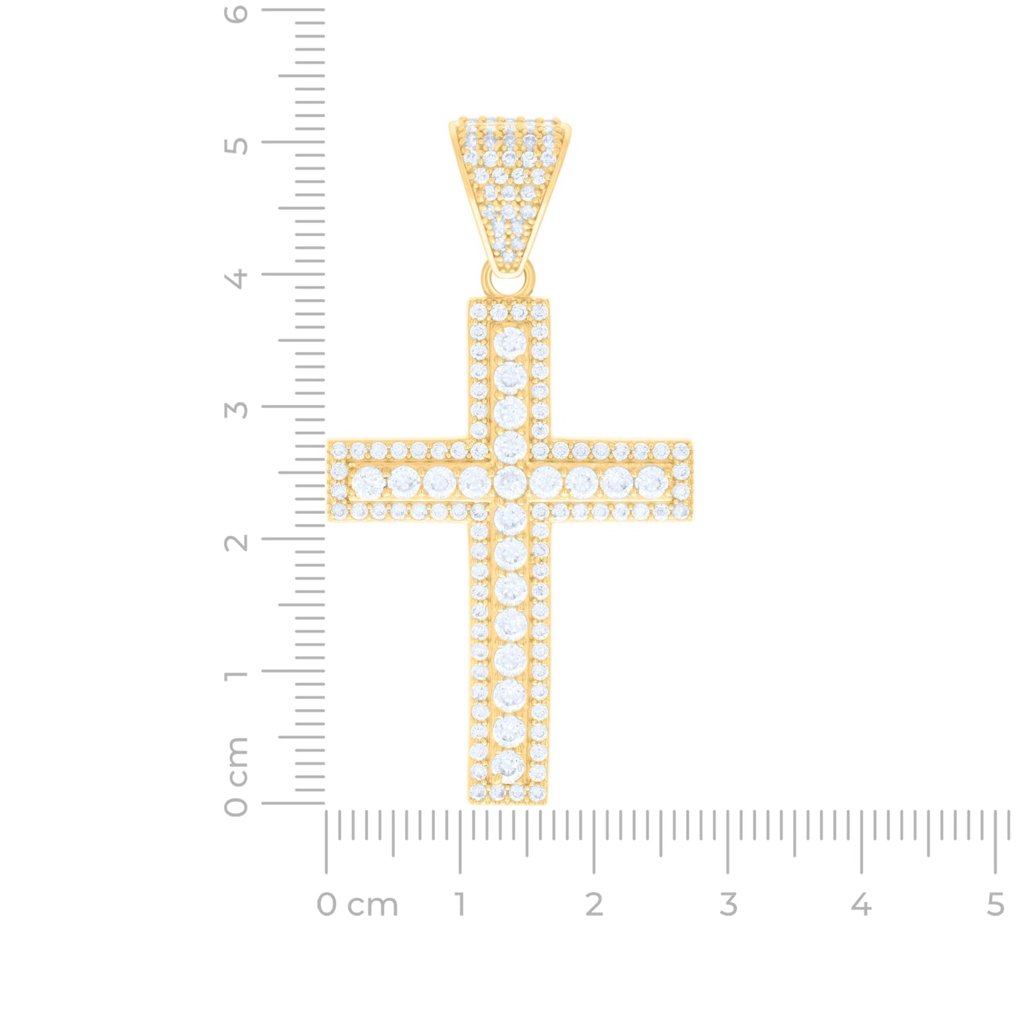14K Yellow Gold Mens Cubic-Zirconia Cross Religious Charm Pendant