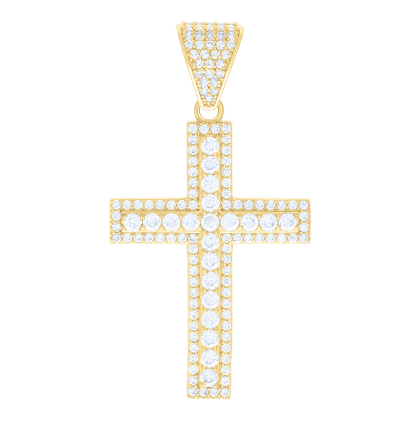 14K Yellow Gold Mens Cubic-Zirconia Cross Religious Charm Pendant