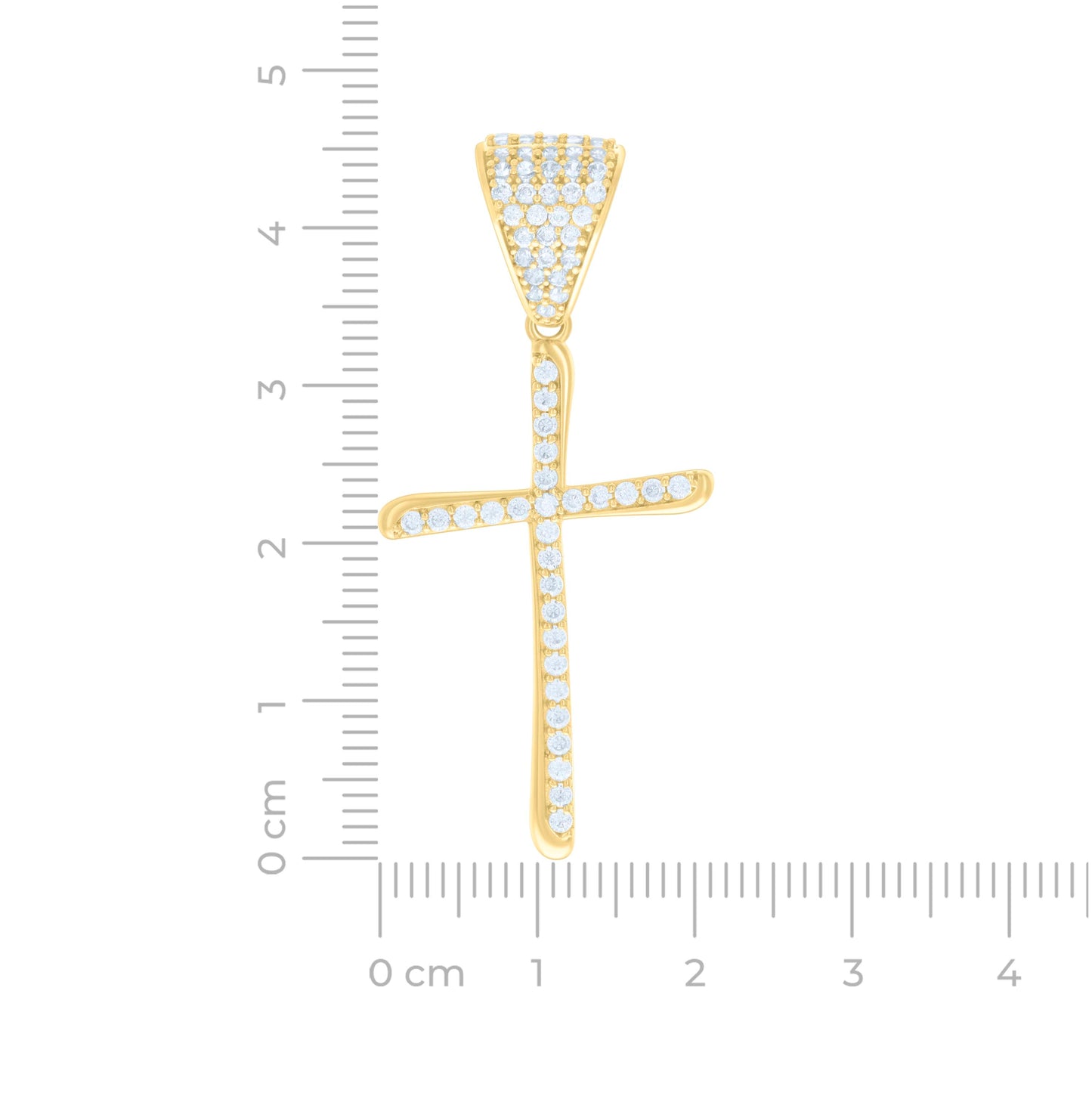 14K Yellow Gold Mens Cubic-Zirconia Cross Religious Charm Pendant