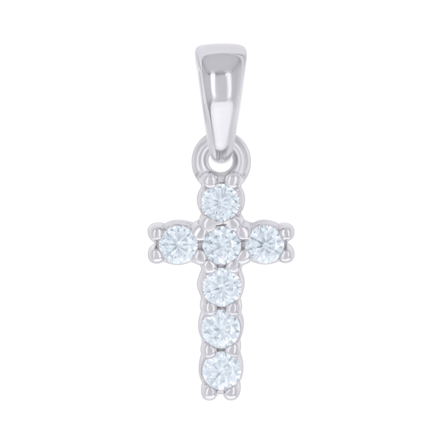 Sterling Silver Mens Cubic-Zirconia Cross Religious Charm Pendant