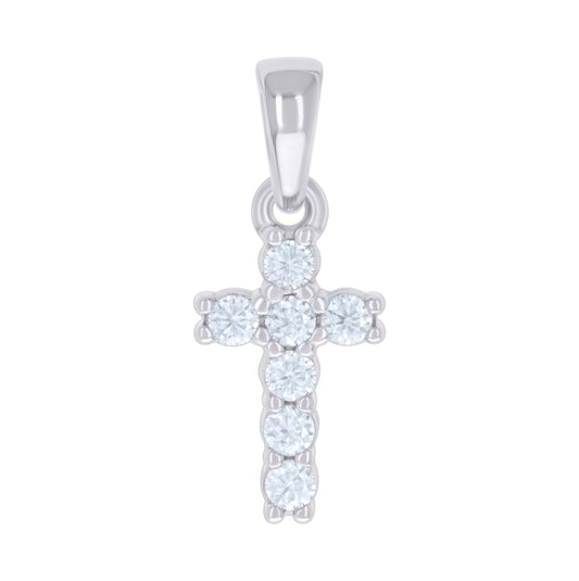 Sterling Silver Mens Cubic-Zirconia Cross Religious Charm Pendant
