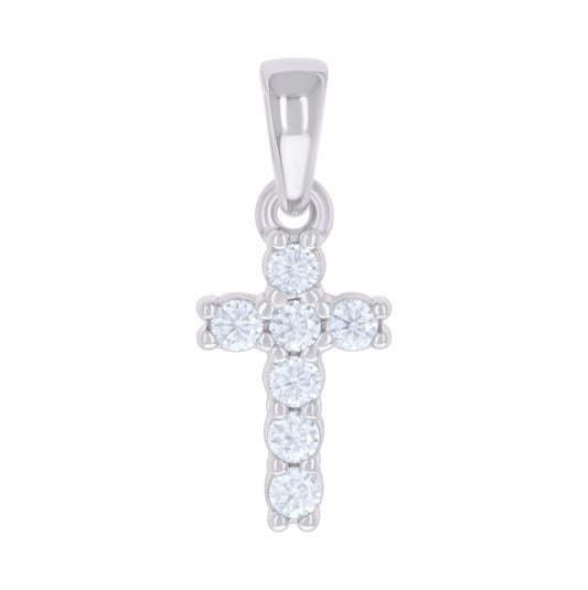 Sterling Silver Womens 0.22 Cttw Moissanite Cross Religious Charm Pendant
