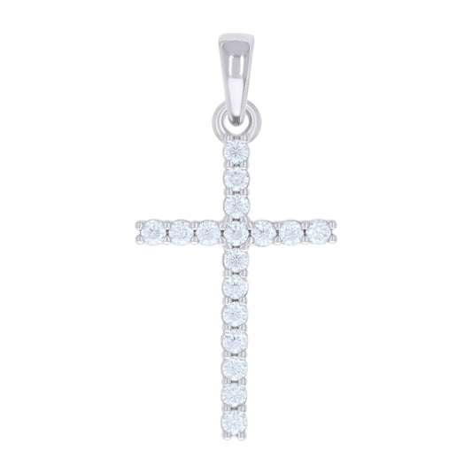 Sterling Silver Mens Cubic-Zirconia Cross Religious Charm Pendant