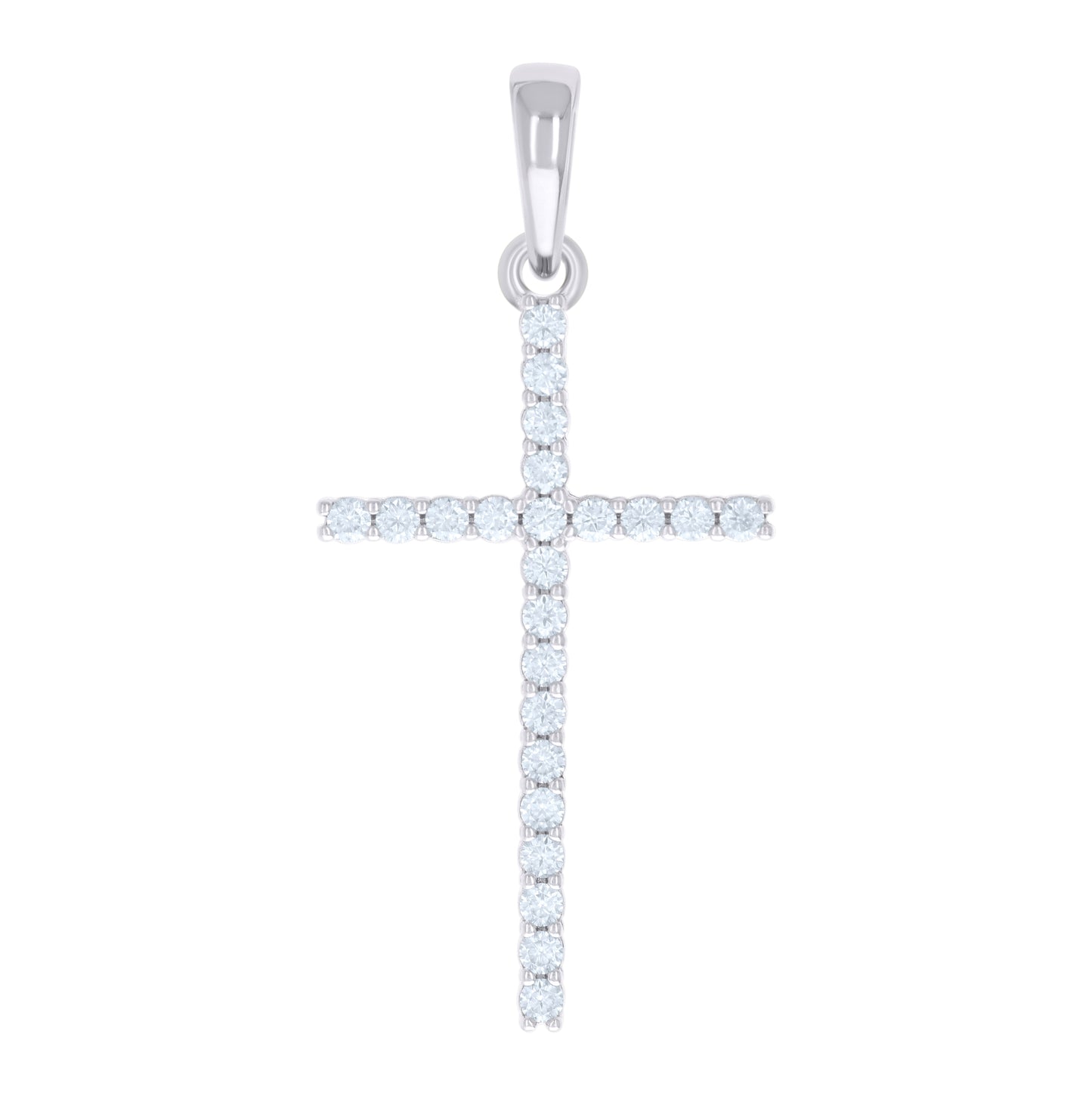 Sterling Silver Mens Cubic-Zirconia Cross Religious Charm Pendant