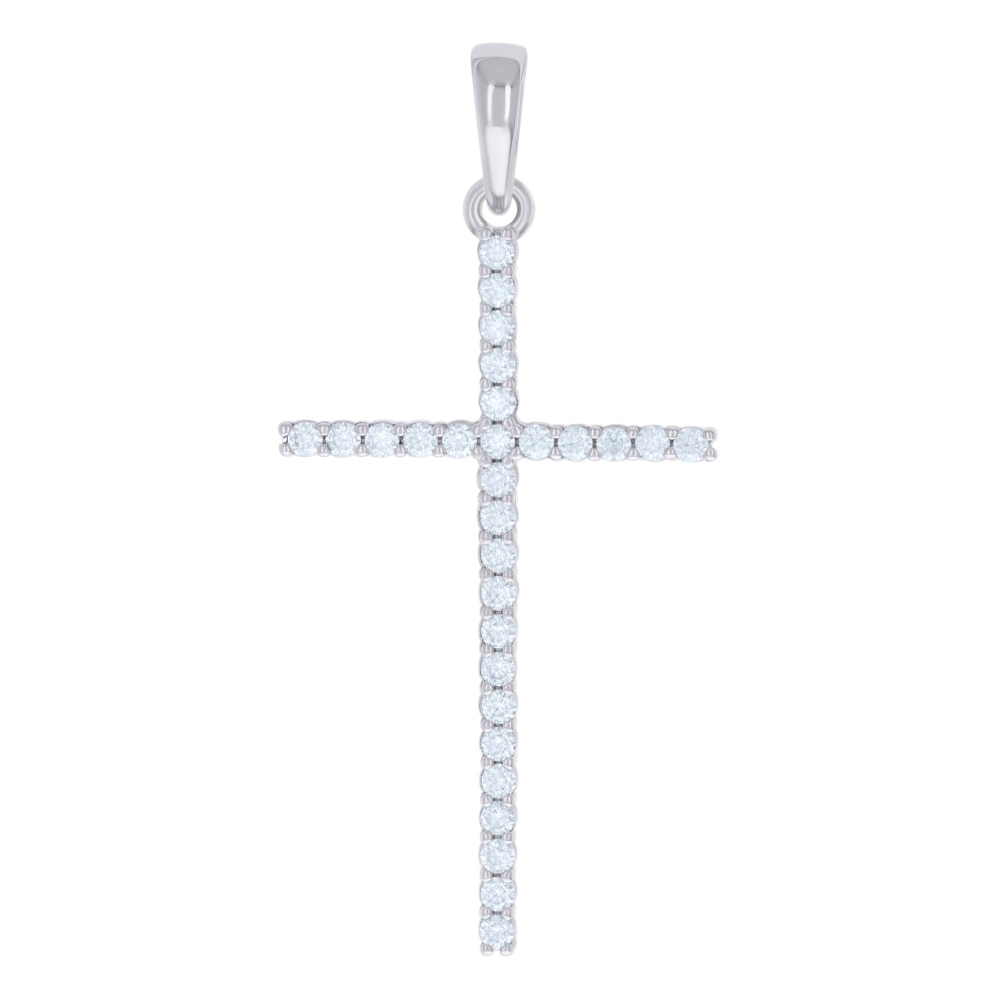 Sterling Silver Mens Cubic-Zirconia Cross Religious Charm Pendant