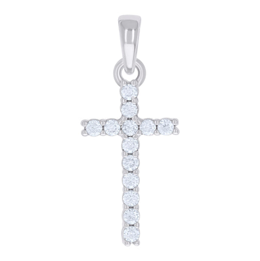 Sterling Silver Womens 0.41 Cttw Moissanite Cross Religious Charm Pendant