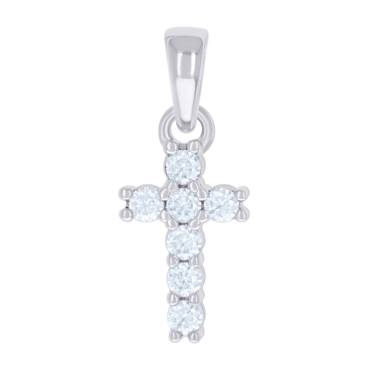 Sterling Silver Mens Cubic-Zirconia Cross Religious Charm Pendant