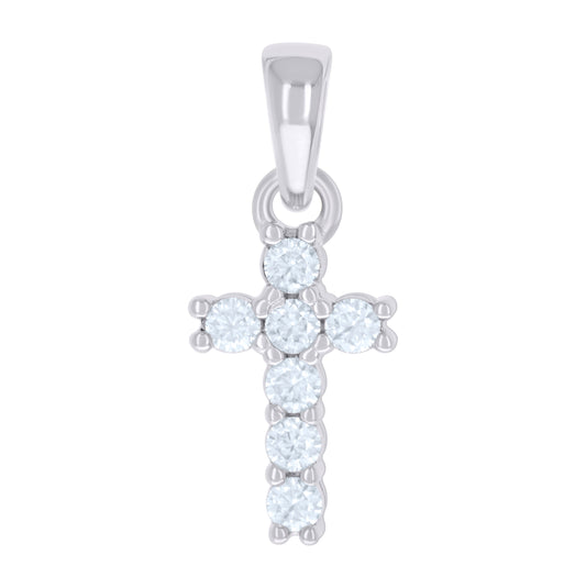 Sterling Silver Mens Cubic-Zirconia Cross Religious Charm Pendant