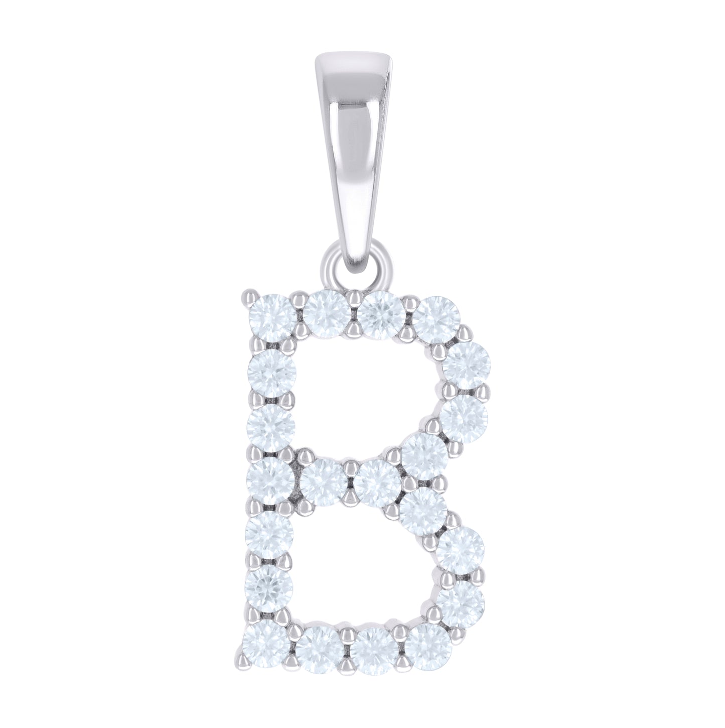 Sterling Silver Or Yellow-tone Unisex Cubic-Zirconia Initial Alphabet Charm Pendant