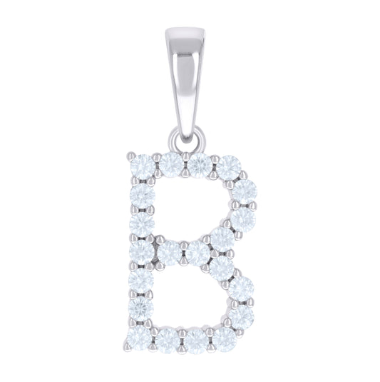 Sterling Silver Or Yellow-tone Unisex Cubic-Zirconia Initial Alphabet Charm Pendant