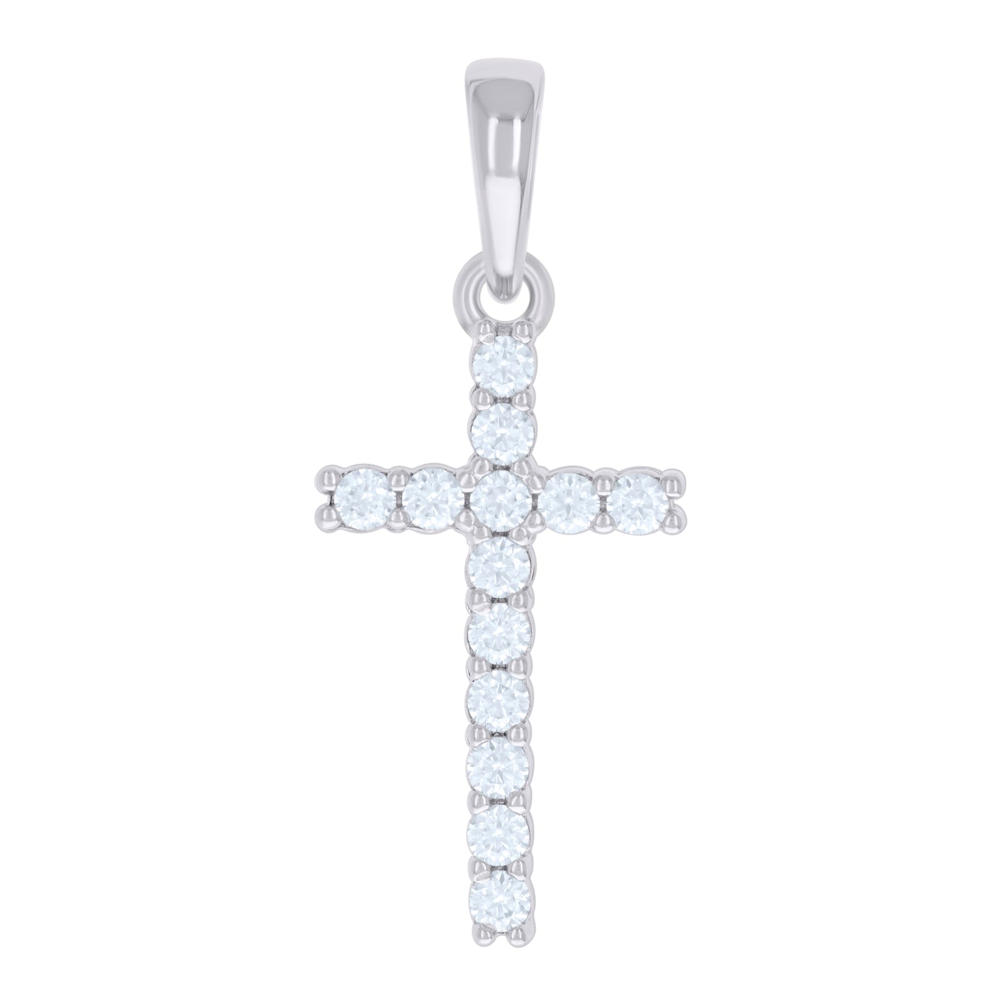 Sterling Silver Mens Cubic-Zirconia Cross Religious Charm Pendant