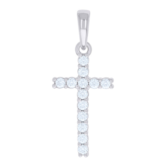 Sterling Silver Mens Cubic-Zirconia Cross Religious Charm Pendant
