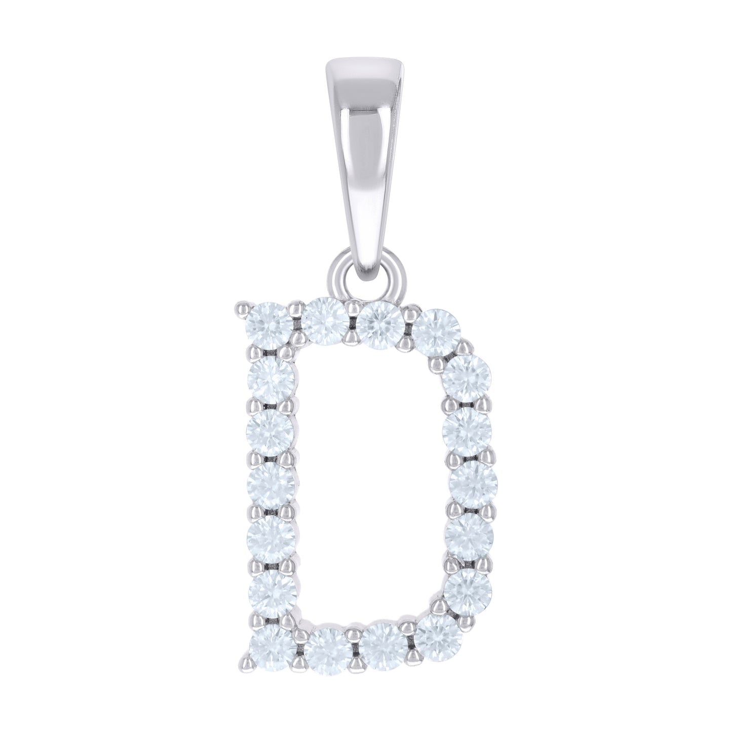 Sterling Silver Or Yellow-tone Unisex Cubic-Zirconia Initial Alphabet Charm Pendant