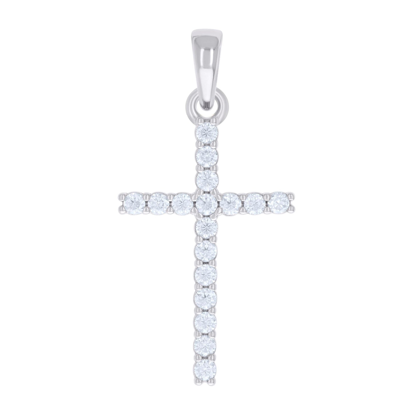 Sterling Silver Womens 0.54 Cttw Moissanite Cross Religious Charm Pendant