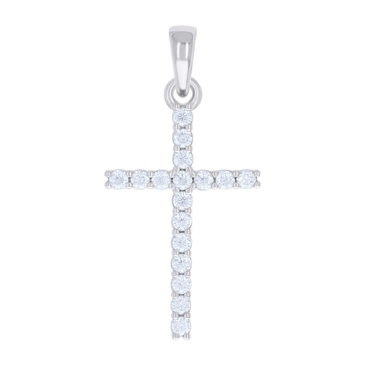 Sterling Silver Womens 0.54 Cttw Moissanite Cross Religious Charm Pendant