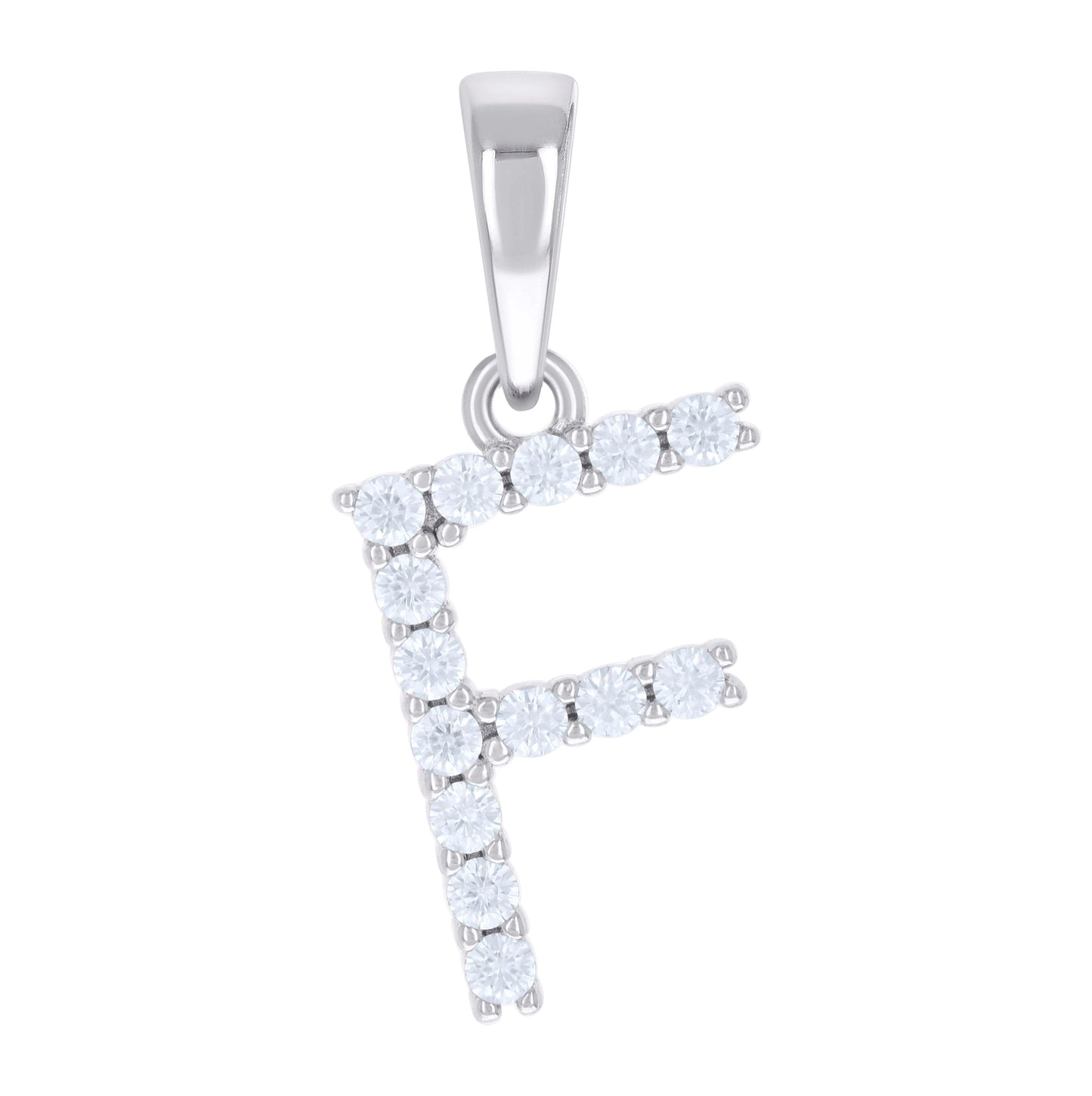 Sterling Silver Or Yellow-tone Unisex Cubic-Zirconia Initial Alphabet Charm Pendant