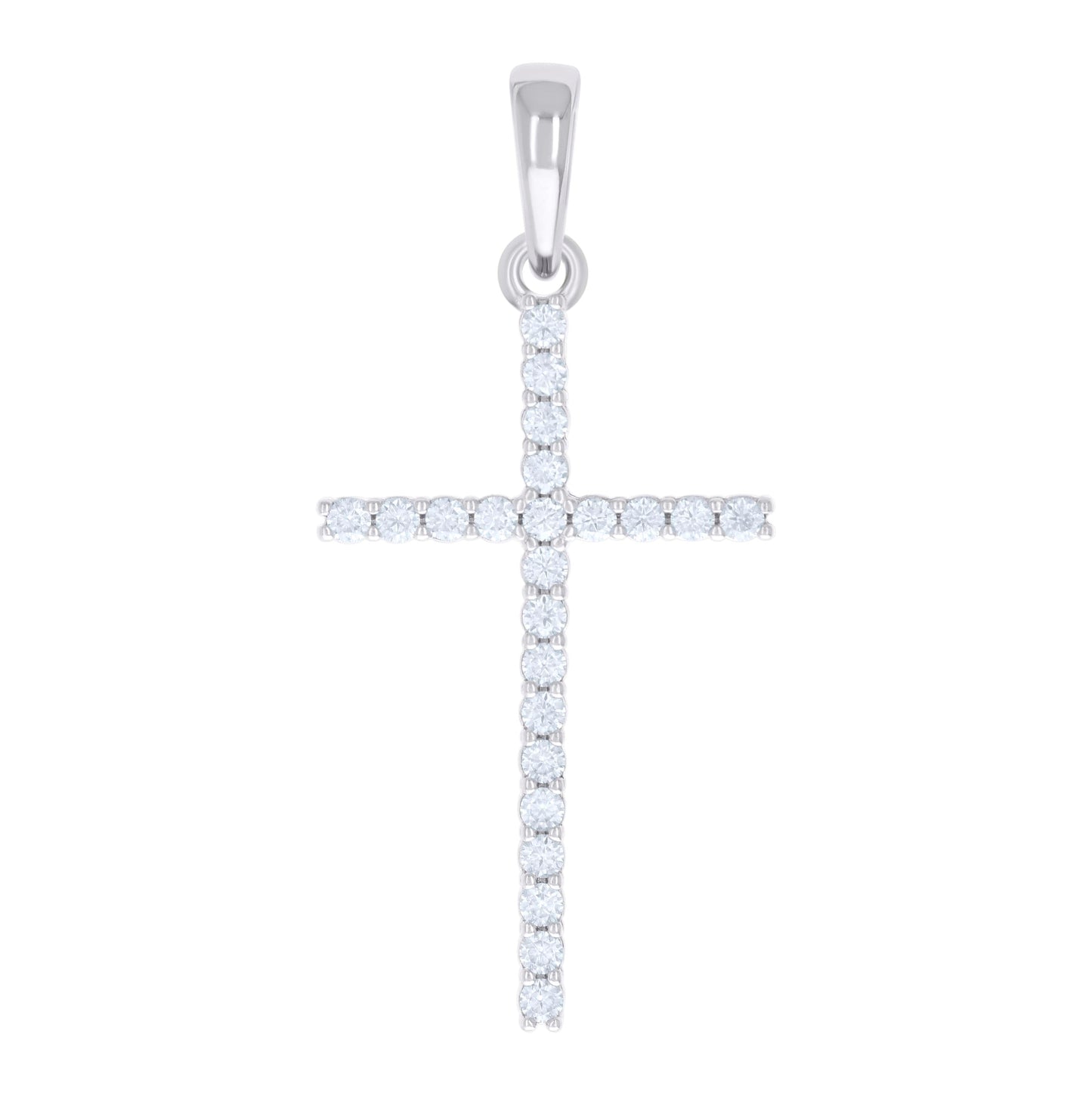 Sterling Silver Womens 0.72 Cttw Moissanite Cross Religious Charm Pendant