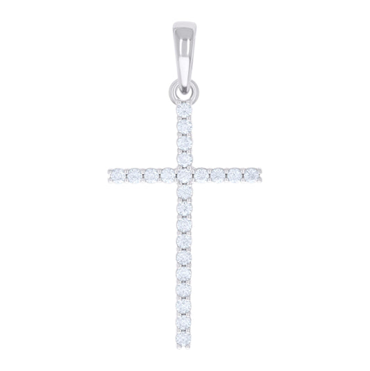 Sterling Silver Womens 0.72 Cttw Moissanite Cross Religious Charm Pendant