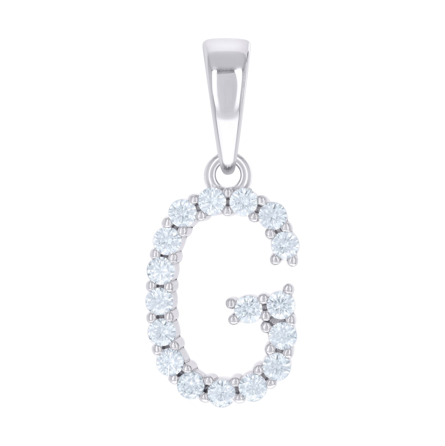 Sterling Silver Or Yellow-tone Unisex Cubic-Zirconia Initial Alphabet Charm Pendant