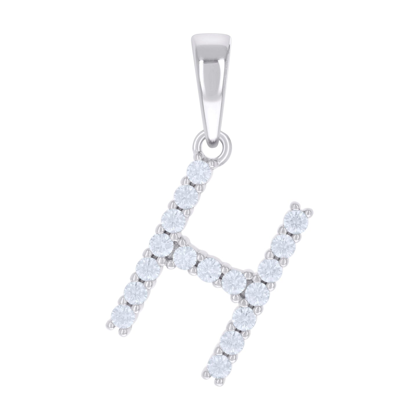 Sterling Silver Or Yellow-tone Unisex Cubic-Zirconia Initial Alphabet Charm Pendant