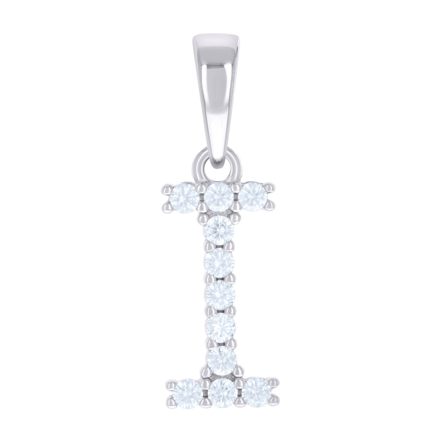 Sterling Silver Or Yellow-tone Unisex Cubic-Zirconia Initial Alphabet Charm Pendant
