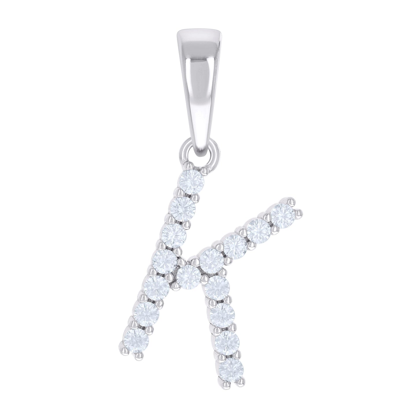 Sterling Silver Or Yellow-tone Unisex Cubic-Zirconia Initial Alphabet Charm Pendant