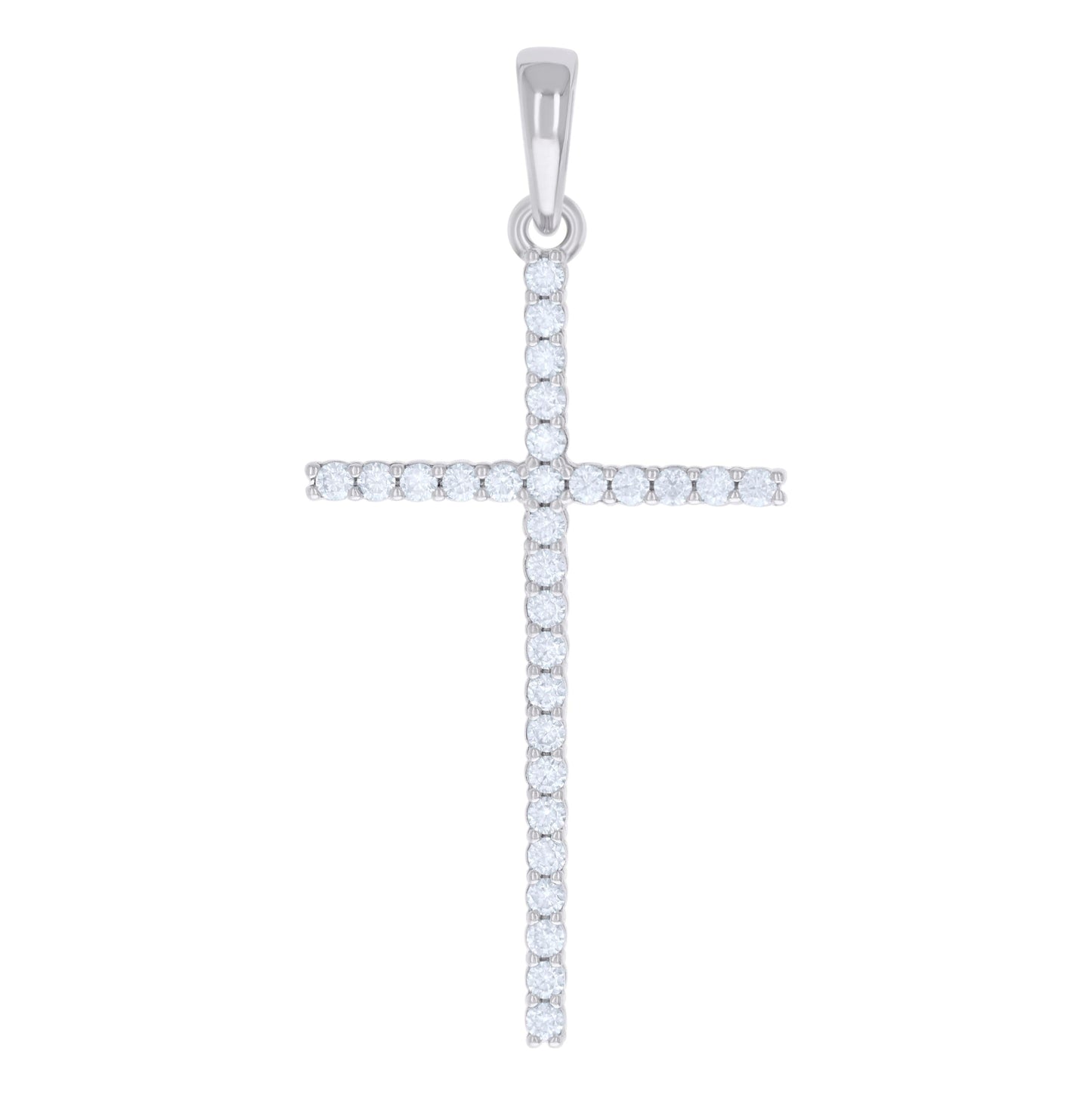 Sterling Silver Mens 0.91 Cttw Moissanite Cross Religious Charm Pendant