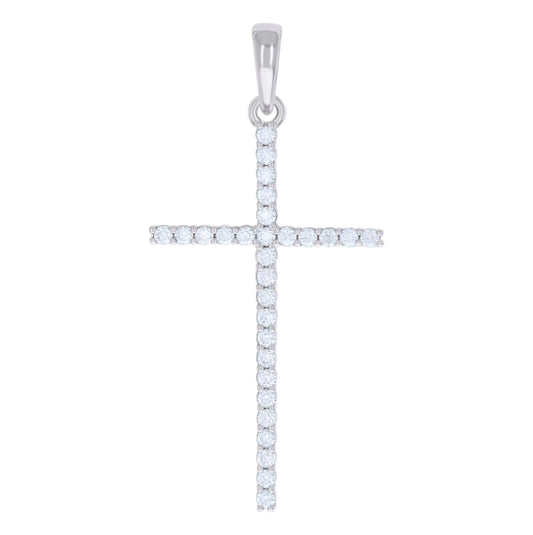 Sterling Silver Mens 0.91 Cttw Moissanite Cross Religious Charm Pendant