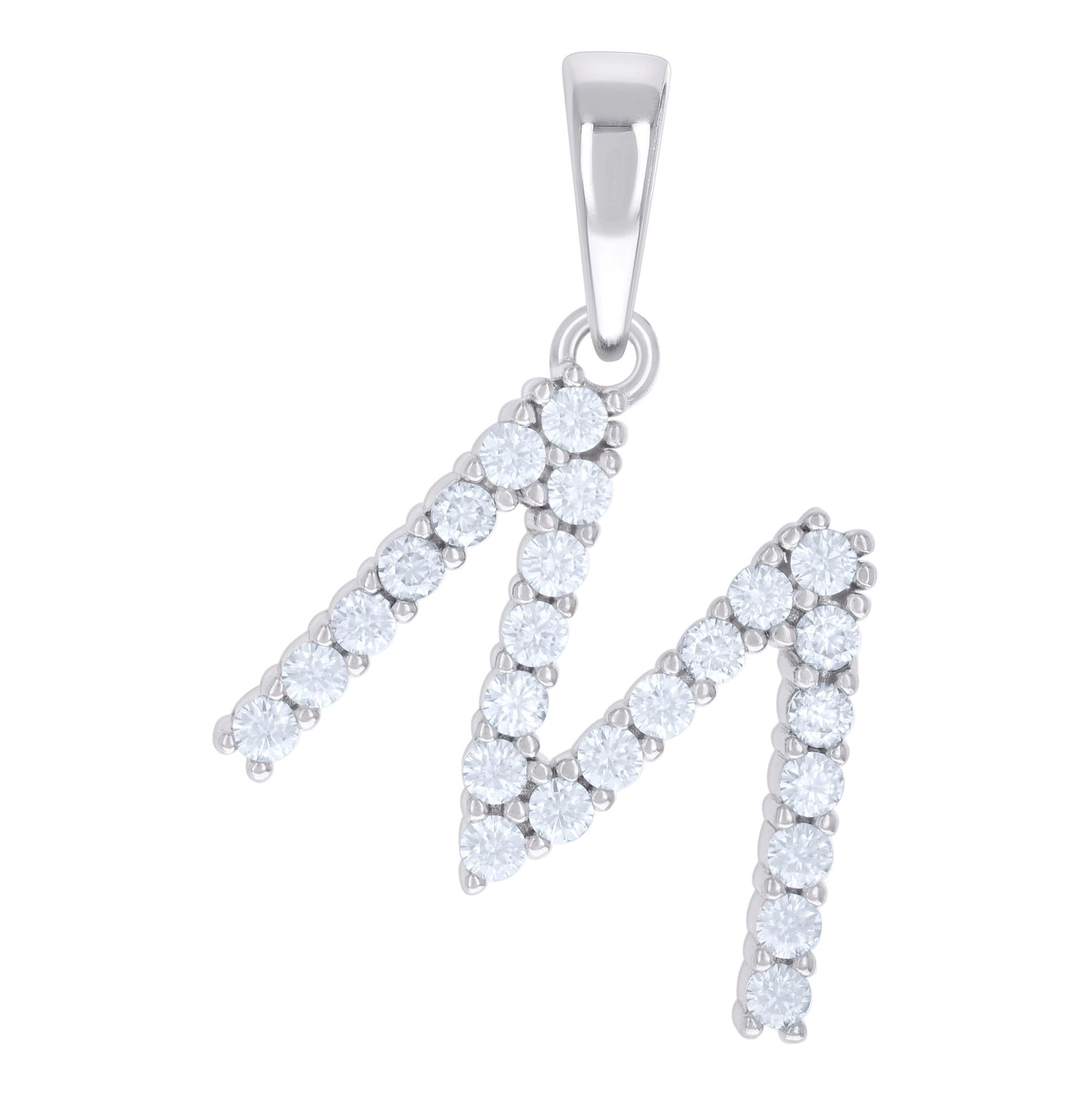Sterling Silver Or Yellow-tone Unisex Cubic-Zirconia Initial Alphabet Charm Pendant