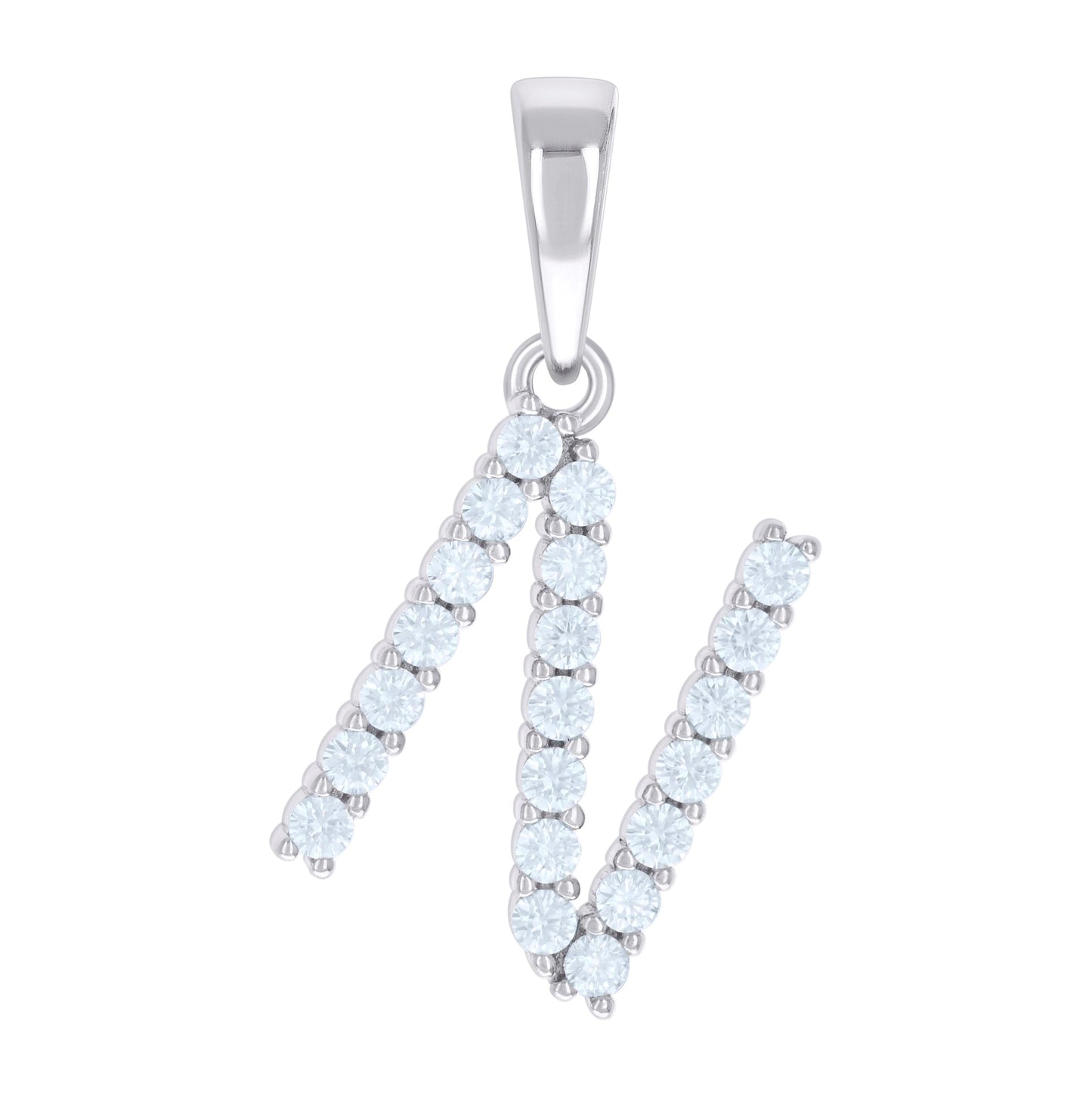 Sterling Silver Or Yellow-tone Unisex Cubic-Zirconia Initial Alphabet Charm Pendant