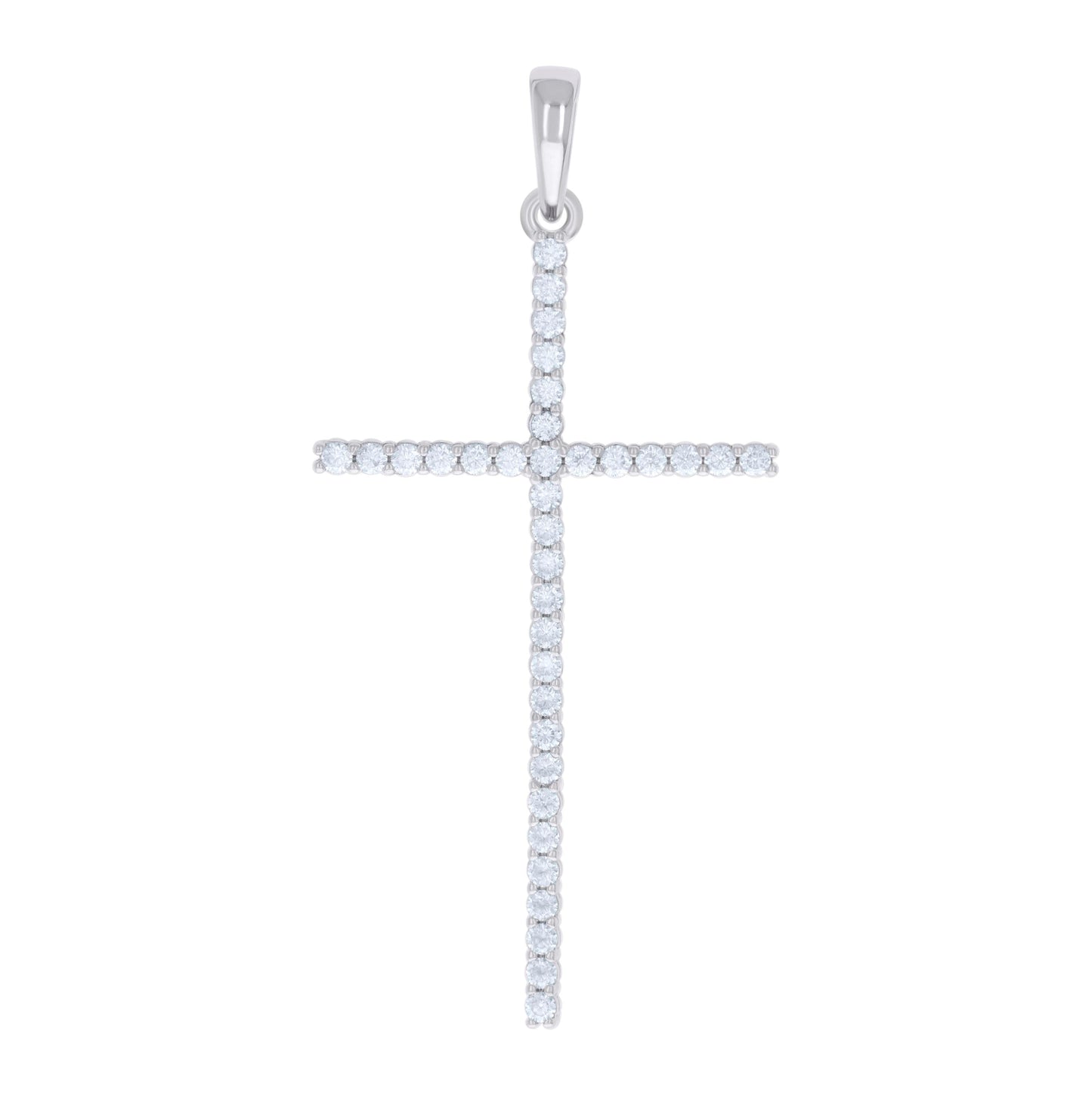Sterling Silver Mens 1.10 Cttw Moissanite Cross Religious Charm Pendant