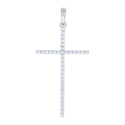 Sterling Silver Mens 1.10 Cttw Moissanite Cross Religious Charm Pendant