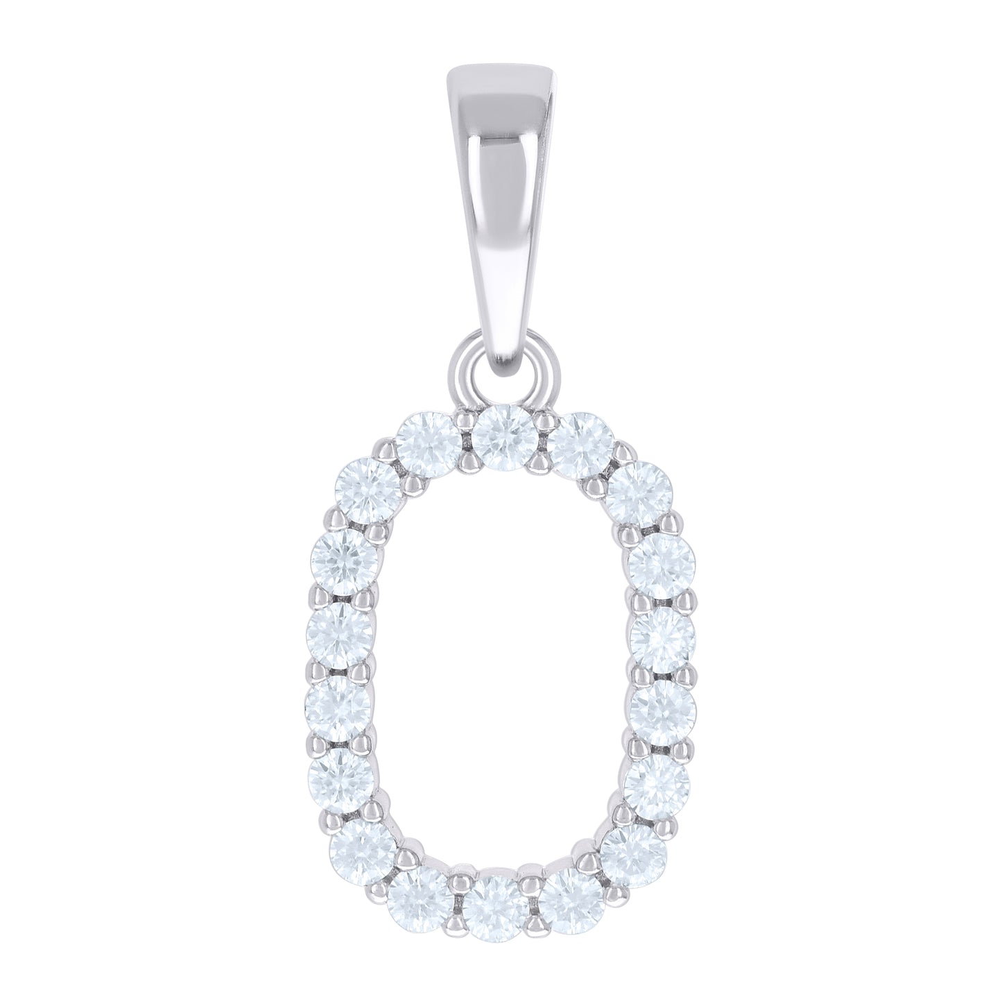 Sterling Silver Or Yellow-tone Unisex Cubic-Zirconia Initial Alphabet Charm Pendant