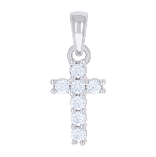 Sterling Silver Womens 0.42 Cttw Moissanite Cross Religious Charm Pendant