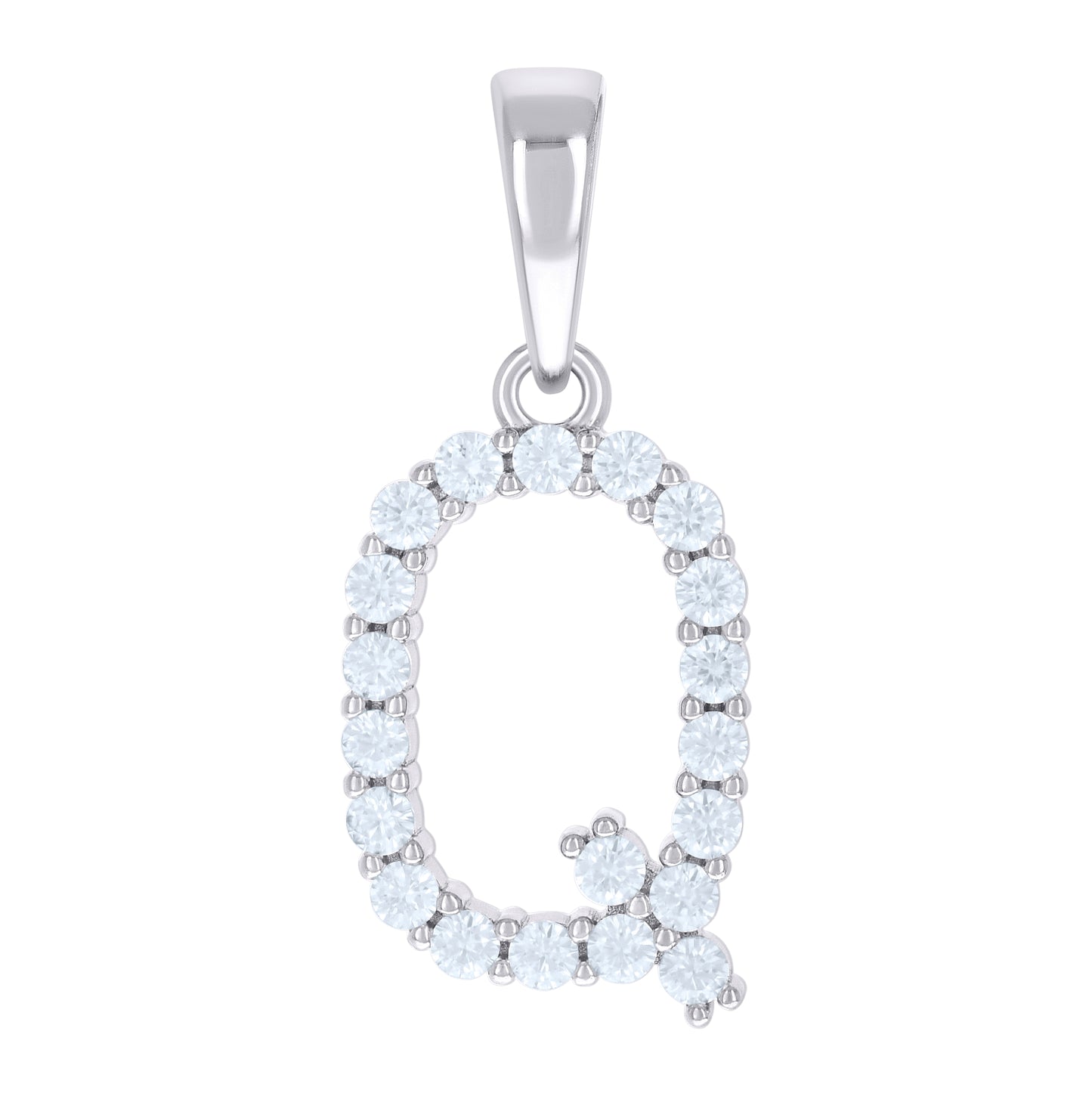 Sterling Silver Or Yellow-tone Unisex Cubic-Zirconia Initial Alphabet Charm Pendant
