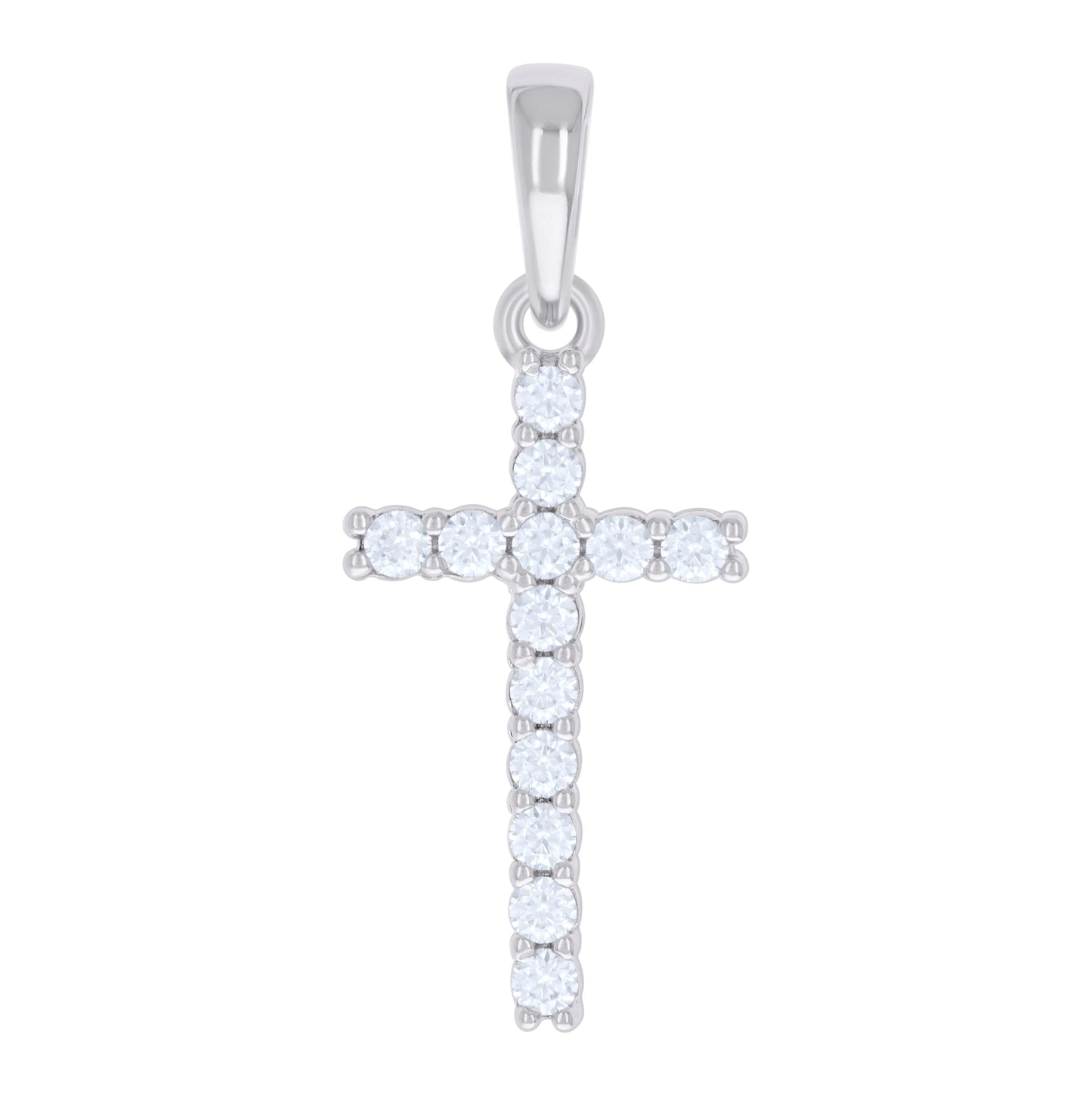 Sterling Silver Womens 0.78 Cttw Moissanite Cross Religious Charm Pendant