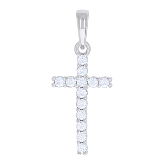 Sterling Silver Womens 0.78 Cttw Moissanite Cross Religious Charm Pendant