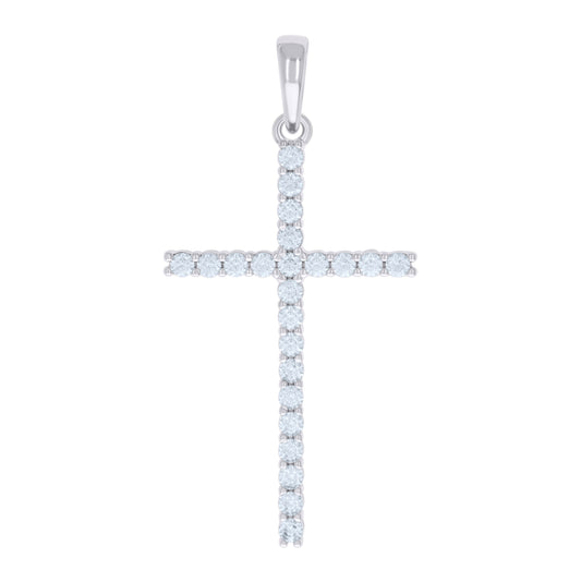 Sterling Silver Mens Cubic-Zirconia Cross Religious Charm Pendant